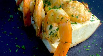 Palmito pupunha com creme de camarão