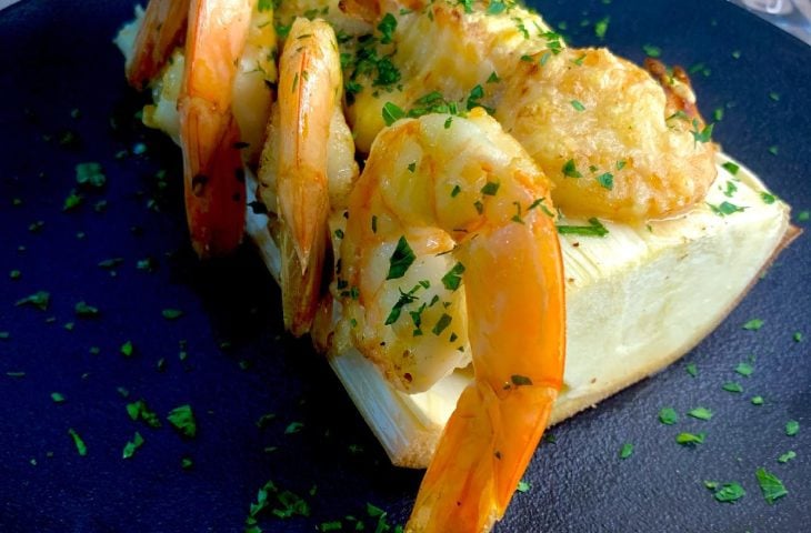 Palmito pupunha com creme de camarão