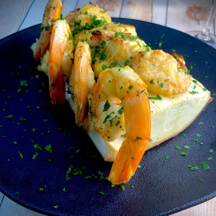 Palmito pupunha com creme de camarão