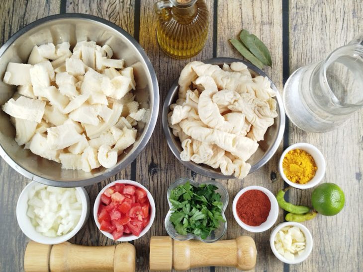 Ingredientes reunidos para o preparo da receita.
