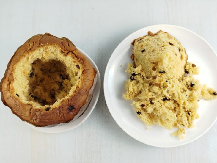 Miolo retirado do panetone.