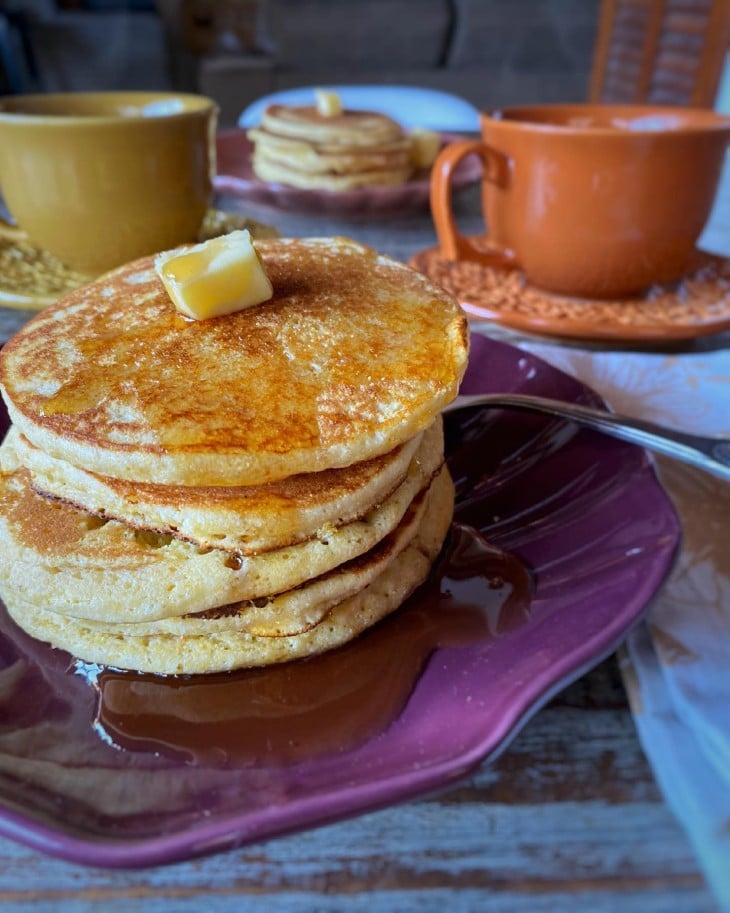 Panqueca americana com farinha de milho