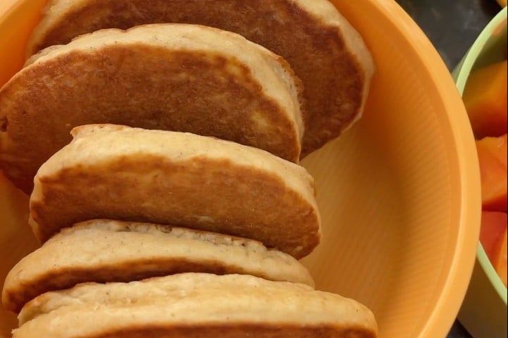 Panqueca de baunilha e aveia