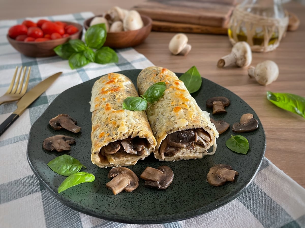 Panqueca de cogumelo saudável