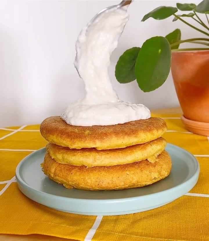 Panqueca de milho com coco vegana
