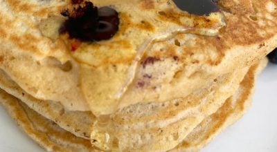 Panqueca fofinha de blueberry
