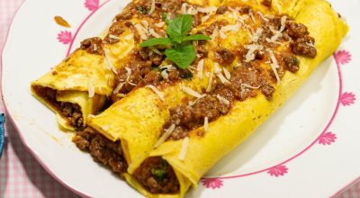 Panqueca low carb de carne moída