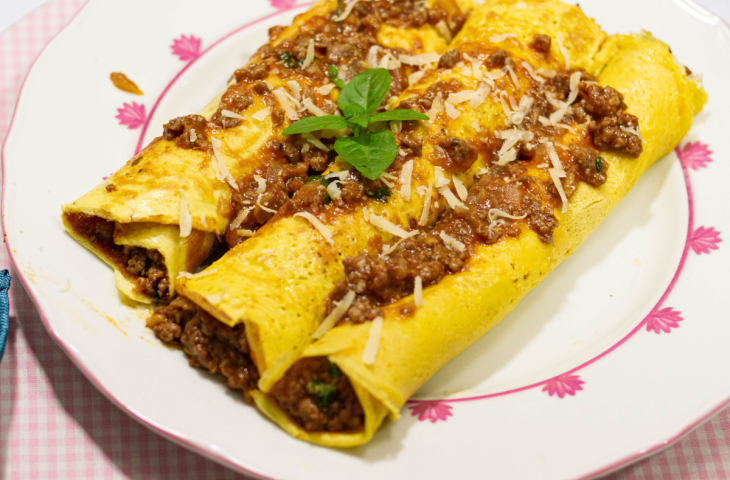 Panqueca low carb de carne moída