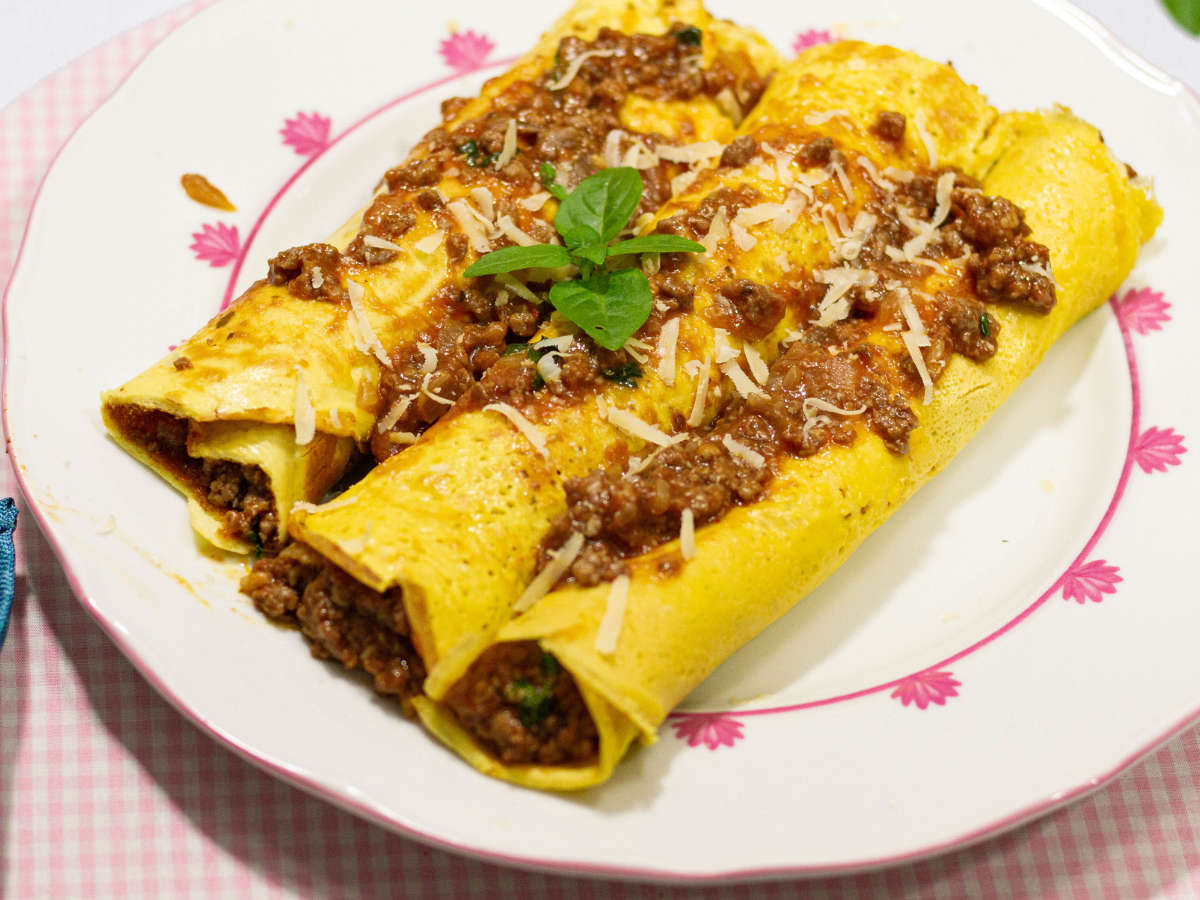 Panqueca low carb de carne moída