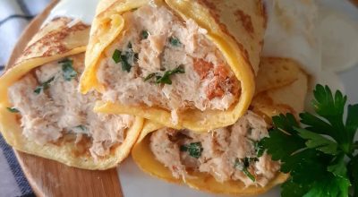 Panquecas de milho recheadas com frango