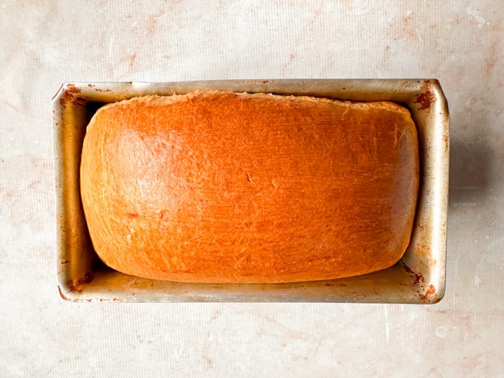 Pão dourado, após o tempo de forno.