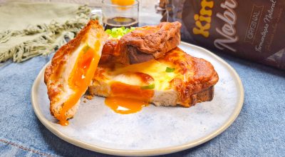 Pão com ovo na air fryer