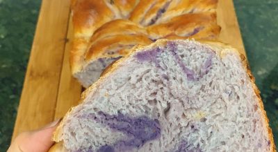 Pão de batata-doce roxa marmorizado