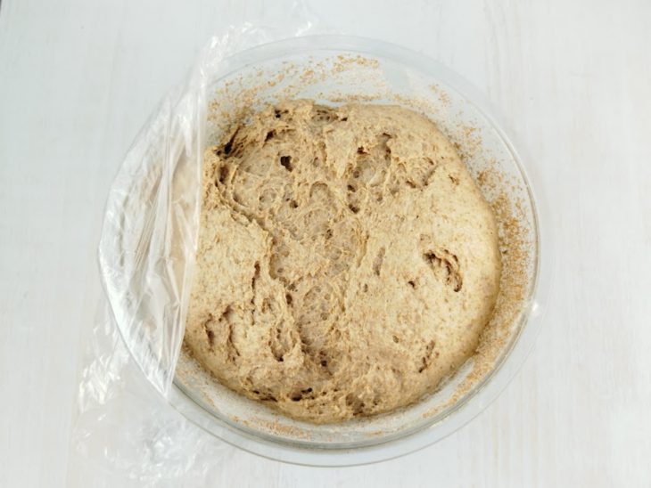 Massa após o descanso, com o dobro do tamanho.