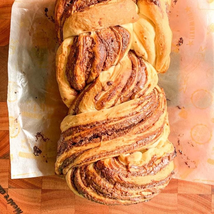 Pão trançado de Nutella