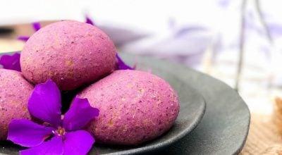 Pãozinho de batata-doce roxa com tapioca