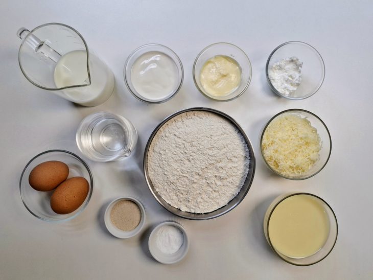 Bancada com ingredientes da receita.