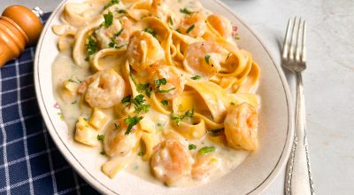 Pappardelle ao molho branco com camarão