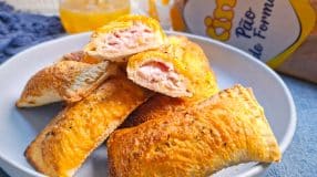 Pastelzinho assado de presunto e queijo