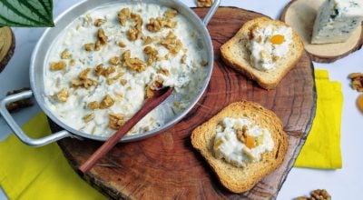 Patê de gorgonzola com damasco
