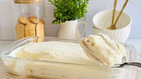 Pavê de leite Ninho com biscoito Maizena