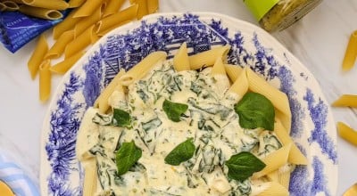 Penne ao molho de espinafre