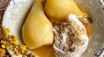 Peras na calda de laranja