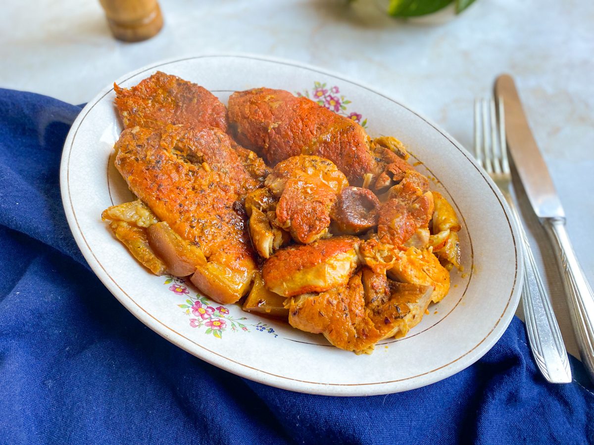 Pernil na panela de pressão