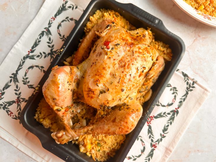 Peru assado, saído do forno.