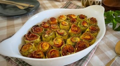 Pétalas de abobrinha gratinadas