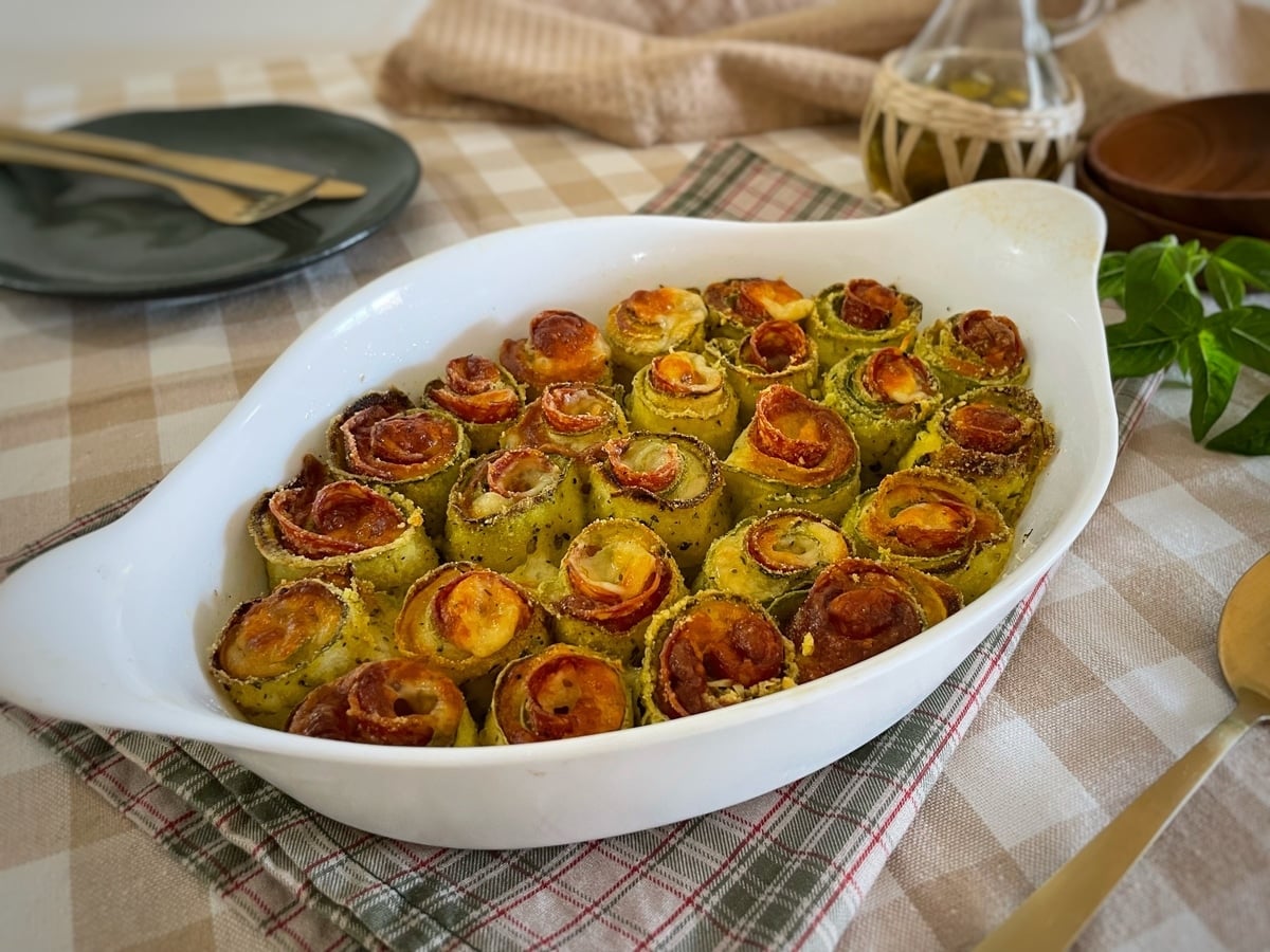 Pétalas de abobrinha gratinadas