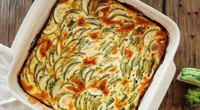 Pétalas de abobrinha gratinadas