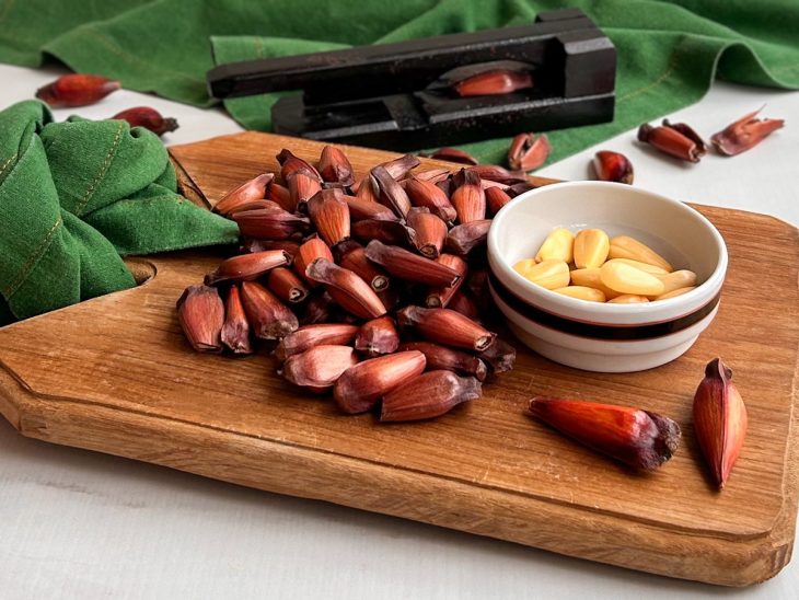 Pinhão cozido na air fryer finalizado.