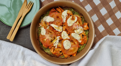 Pizza low carb com massa de brócolis