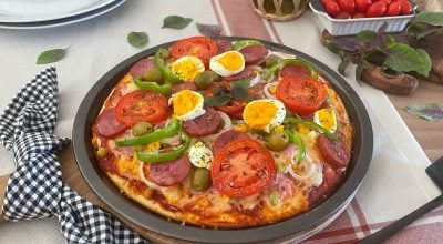 Pizza portuguesa de liquidificador