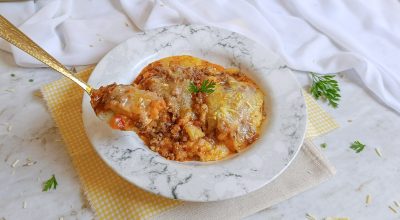 Polenta cremosa com carne moída
