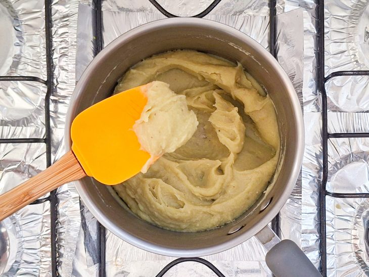 Batatas amassadas em purê.