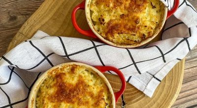Purê de couve-flor gratinado low carb