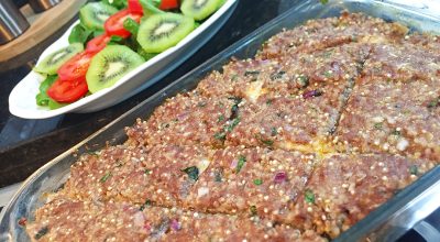 Quibe assado com quinoa e cream cheese
