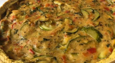 Quiche de abobrinha com catupiry de inhame