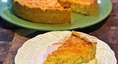 Quiche de camarão com palmito