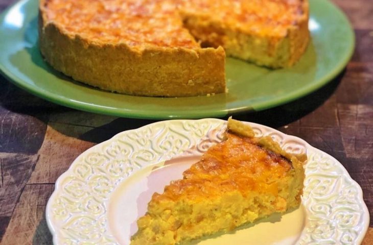 Quiche de camarão com palmito