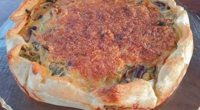 Quiche de cogumelo e espinafre