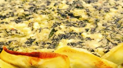 Quiche de espinafre e ricota com batata-doce