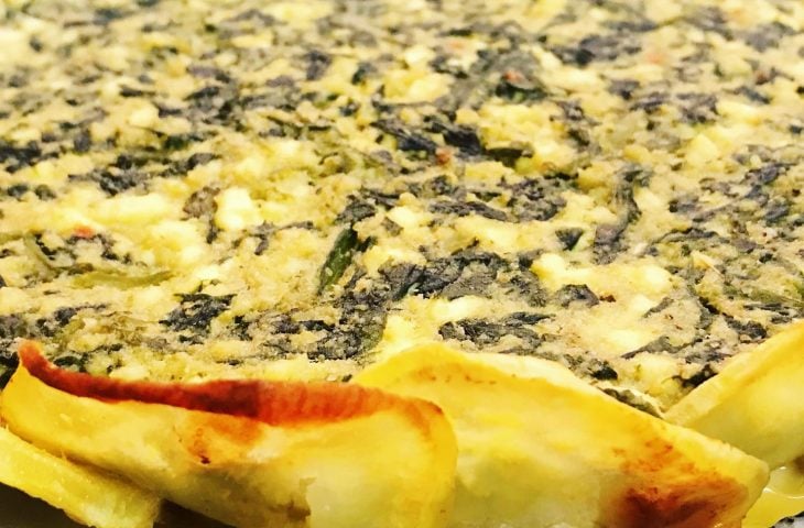 Quiche de espinafre e ricota com batata-doce