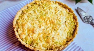 Quiche de frango com alho-poró