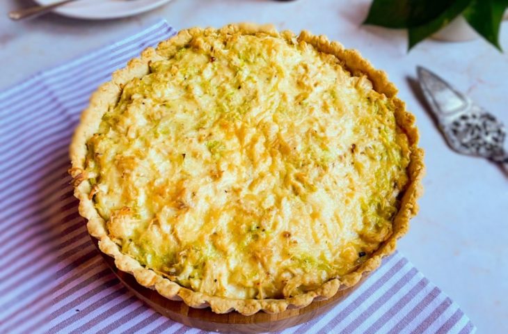 Quiche de frango com alho-poró