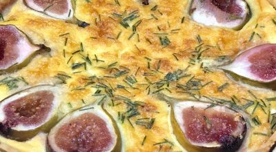 Quiche de queijo de cabra e figos