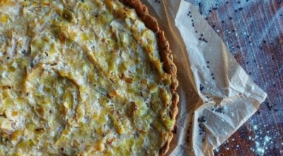 Quiche vegana de alho-poró