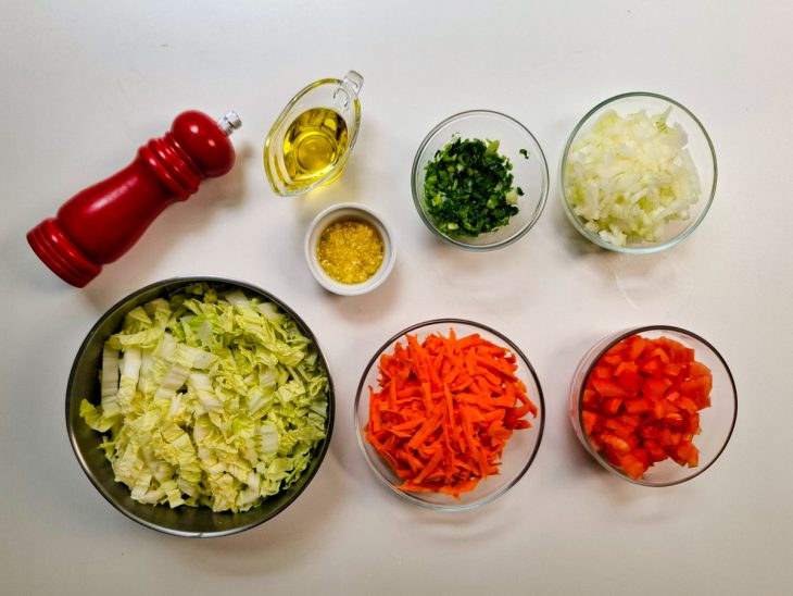 Ingredientes reunidos para o preparo da receita.